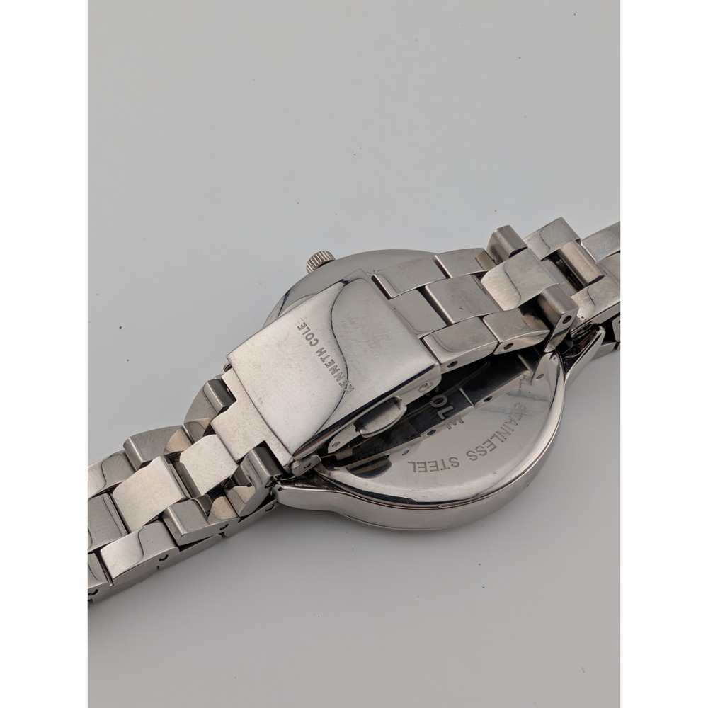 Kenneth Cole New York Watch Women 38mm Case 7.75" Silver Band- New Battery - Picture 6 of 7